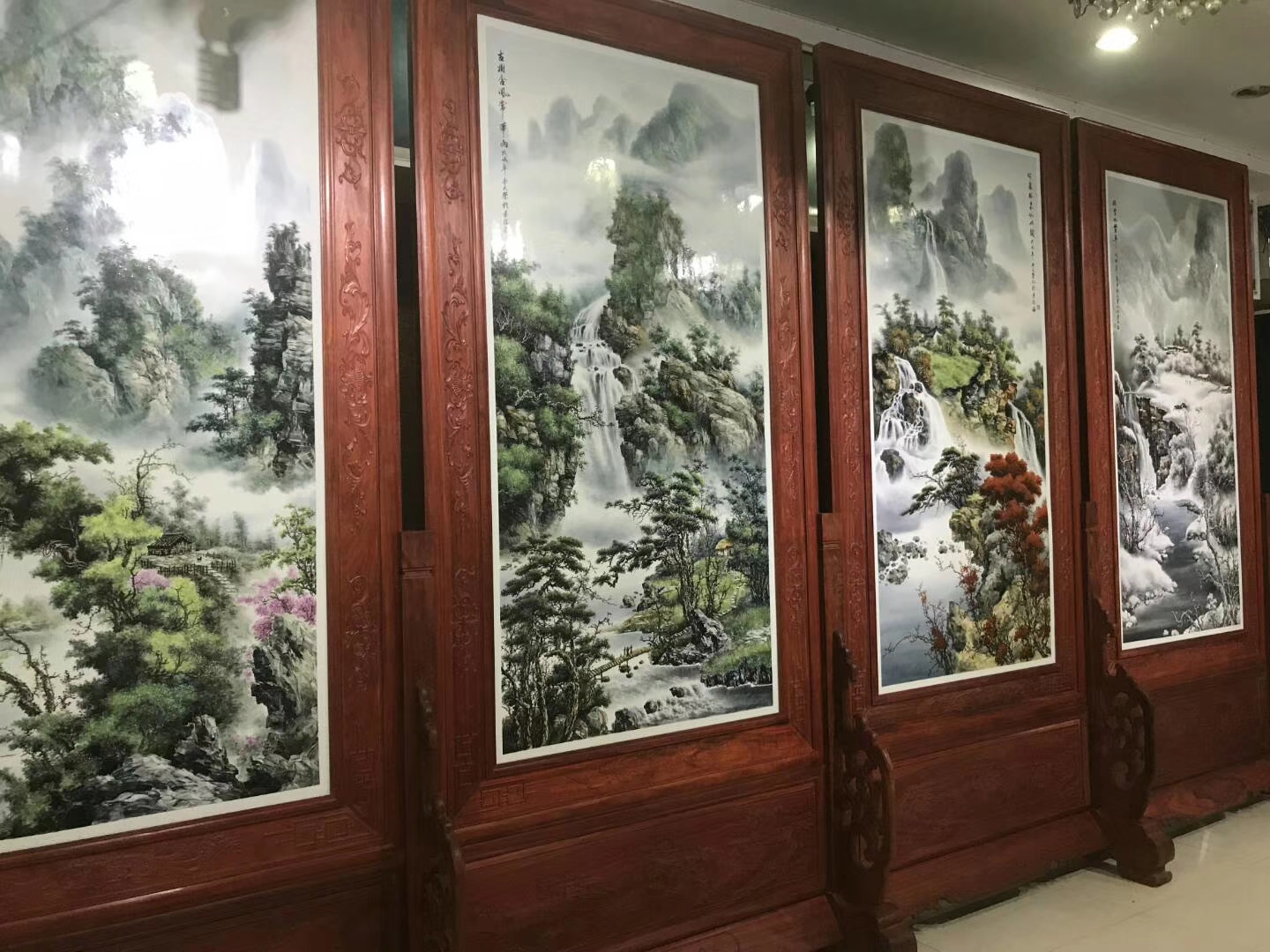 瓷板画屏风